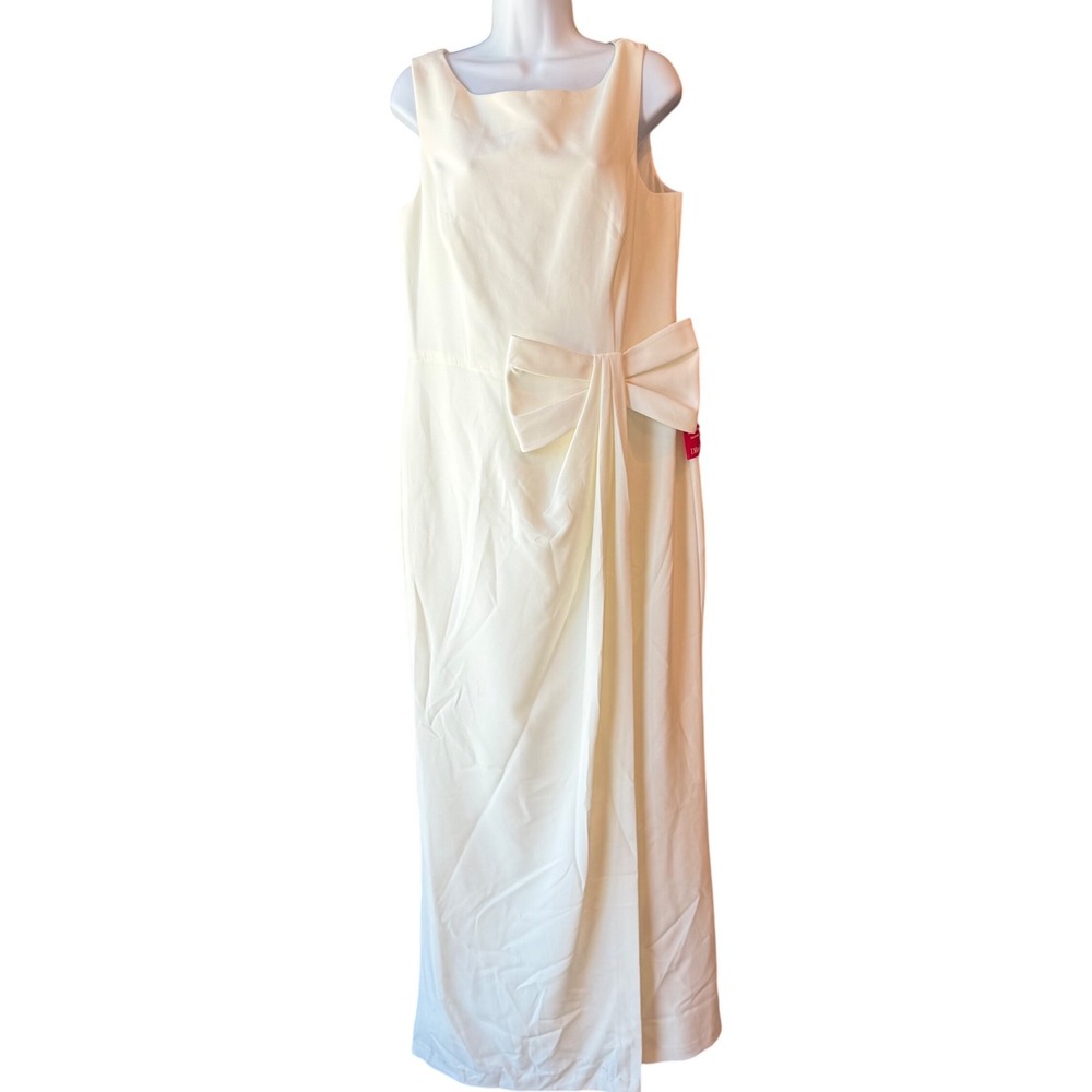 Eliza J Ivory Bow Accent Sleeveless Formal Gown Dress Size 14 New *Read*